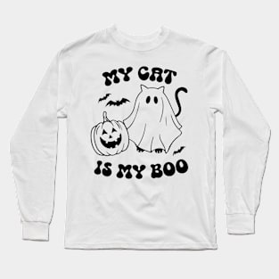 My Cat Is My Boo, Ghost Cat, Halloween Long Sleeve T-Shirt